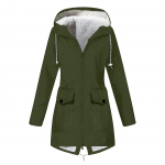 Naiste Plush Solid Stripe vihmajope Outdoor Plus veekindel kapuutsiga vihmamantel tuulekindel M