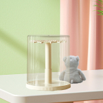 360&deg; Clear Doll Storage Showcase Display Stand 24x28cm for 6.7 inch Toys Keychains White