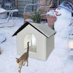 Outdoor Cat House ,Cat Bed, Easy to Assemble, Insulated Kitty Shelter Kitten Hideaway Tent Gray S