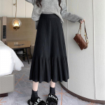 Aprikoosist kootud seelik naistele S&uuml;gistalvise k&otilde;rge v&ouml;&ouml;kohaga keskmise plisseeritud pika korea elegantne seelik One Size