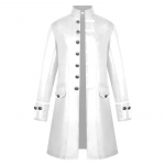 T&auml;iskasvanud Meeste Steampunk Trenchcoat / S&auml;rk Vintage Prints &Uuml;ler&otilde;ivas Keskaegne Renessansi Jakk Viktoriaanlik Edwardi Aja Cosplay Kost&uuml;&uuml;mid XS valge