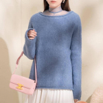 Sinuofude Women's Round Neck Long Sleeve Knit Sweater M 100