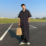 T&auml;navakost&uuml;&uuml;m &Uuml;hes t&uuml;kis Meeste Trendikas Br&auml;nd Hip-hop L&uuml;hikeste varrukatega Kombinesoon &Uuml;likond Laiad p&uuml;ksid Sirged p&uuml;ksid K&otilde;ik-&uuml;hes p&uuml;ksid XXL must