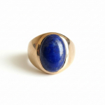 Looduslik Ovaalne Lapis Lazuli S&otilde;rmus, 925 Sterling H&otilde;bedast S&otilde;rmus, Lapis Signets&otilde;rmus, Unisex Igap&auml;evane Ehtekomplekt 4 vask