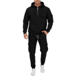 Uus Kevad-S&uuml;gis Meeste Dressipluusikomplekt Kapuutsiga T&otilde;mblukuga Mitmetaskuline Pullover Spordiklassika Dressipluusikomplekt M must