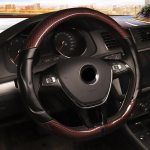 for VW Golf 7 DERMAY Car Steering Wheel Cover Non-slip Soft Micro Fiber Leather + Carbon Fibre Interior Accessories pruun