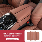 Leather Center Console Armrest Box Cover Protector Pad For BMW G60 5 Series i5 2024 Elbow Support Cushion Car Interior Accessory pruun