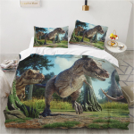 Jurassic Dino voodipesukomplekt 240x220cm 140x200 Queen Microfiber tekikottide komplekt 2 padjap&uuml;&uuml;ri ja laste toa kaunistusega 140x200 (50x80cm x1 gray