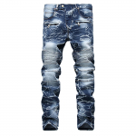 Moodsad meeste vabaaja venivad plisseeritud teksad Slim Fit teksap&uuml;ksid XXXXL sinine