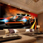 Tapeet Kaasaegne Loov Multikas Auto 3D Stereo Seinamaaling Elutuba Magamistuba Sisekujundus Seinakatted 200 cm(W) x 140 cm(H) brown