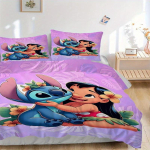 3 tk Stitch, Lilo tr&uuml;kitud voodipesukomplekt, Hingav ja pehme, Masinpestav, J&otilde;ulukink, Sobib magamistoa kaunistamiseks, 100 140x200cm brown