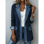 Naiste DENIM-joped S&uuml;gis Kevad Allakeeratav krae Cow Boy Metallikn&ouml;&ouml;bid Patchwork Kitsad Jean P&otilde;hjakatted XXL gray