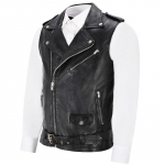 Nahast camisole r&uuml;&uuml;tlikost&uuml;&uuml;m meeste keskaegne nahast soomus varrukateta vest, pitsiline nahast vest M must