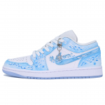 Jordan Air Jordan 1 Kulumiskindlad Hingavad Madalad Vintage Korvpallijalatsid Unisex Valge Sinine DC0774-105(Team1083-) 36