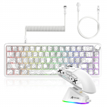 ATTACK SHARK X65PRO HE Magnetl&uuml;litiga M&auml;nguklaviatuur X11 Traadita Hiire Komplekt P&auml;&auml;stikud 8000Hz Juhtmega Režiim Laadimisdokk Komplektis &Uuml;hendus 63g PBT valge