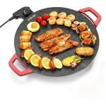 Siseruumide elektriline suitsuvaba BBQ komplekt &ndash; Kleepumatu elektriline grillpann siseruumides kasutamiseks, kompaktne ja multifunktsionaalne, sobib praadide, pannkookide ja grillimiseks 16-in round orange