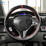 Honda Civic 8. MK8 2005 2006 2007 2008 2009 2010 2011 auto salongi roolikate perforeeritud nahksisustusega punase ribaga