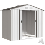 Aiamajake 213x130x185 cm Metallist v&auml;limajake t&ouml;&ouml;riistade hoiustamiseks Valge 213 x 130 x 185 cm
