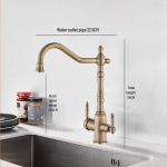 Antiikne kuldne t&auml;isvask 3-in-1 k&ouml;&ouml;gisegisti: Kuum/K&uuml;lm Vesi Valamu ja K&ouml;&ouml;giviljade Pesubasseini jaoks, Pritsmekindel Disain Comes with two 60cm cold and hot water inlet hoses