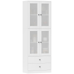 K&ouml;&ouml;gikapp sahtlite ja klaasukstega, melamiinpind, valge 59 x 30 x 170 cm valge