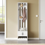 Kingapink, kingakapp, esikum&ouml;&ouml;bel, 2 uksega, tagapaneeliga 8 konksuga, valge, L50/S36/K190cm(P &times; S &times; K) 50 x 36 x 190 cm valge