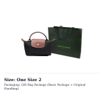 LONGCHAMP Le Pliage 17 L&uuml;hikese K&auml;epidemega Naiste Minikott Taaskasutatud L&otilde;uend Must 34175089001 One Size 2 black