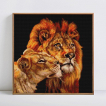 Teemantmaal T&auml;is&uuml;mmargune L&otilde;vi ja Poeg Teemanttikandid Ristpistes 30x30CM