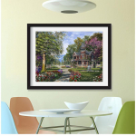 5D-teemantmaaling ristpistes maastik t&auml;is&uuml;mmargused teemanttikandid, unistuste maja 20X30CM