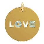 Les Tr&eacute;sors De Lily [D4615] - Pendentif Plaqu&eacute; Or 'Love' blanc dor&eacute; - 30 mm kuld