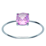 Bague Argent 'Unique' rose argent&eacute; (rhodi&eacute;) - 6x6 mm 56 Heleroosa