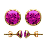 Les Tr&eacute;sors De Lily [M1106] - Boucles Plaqu&eacute; Or 'Unique' rubis dor&eacute; - 6 mm Heleroosa