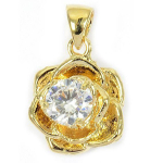 Les Tr&eacute;sors De Lily [P2504] - Pendentif Plaqu&eacute; Or 'Flora' blanc dor&eacute; - 12 mm valge