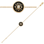 Les Tr&eacute;sors De Lily [Q8464] - Bracelet Plaqu&eacute; or 'Cl&eacute;opatra' noir dor&eacute; (oeil) - 15 mm must