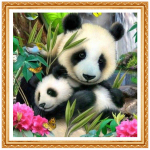 Daimond Painting  Panda Family  3D Teemantmaal Ringestones Teemantmaal Tikand 30x30CM