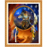 T&auml;ispuurimise &uuml;mmargune 5D DIY teemantmaal  Wolf  Teemanttikandid Ristpistes Rhinestone Painting 20X30CM