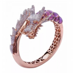 Vintage roosikulla v&auml;rvi Dragon Animal Statement s&otilde;rmus lilla kivist kihlas&otilde;rmuse pulmapaela s&otilde;rmused naistele Boho ehted 10 Heleroosa