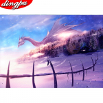 DINGPU t&auml;is&uuml;mmargune teemantmaaling 5D teemantkunst tikandid maastiku mosaiik kodukaunistuse kingitus 20X30CM