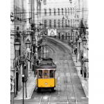 5D-teemantmaal Kollane trammi t&auml;isruudukujuline &uuml;marristpistes m&uuml;&uuml;k Teemanttikandid Linnaraudtee k&auml;sitsi valmistatud kingitud seinakunst Full Round (20X30CM)