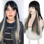 MISS PARUKAS Lolita Parukas Pikad sirged juuksed Cosplay parukas Koomiline tukk Kahe tooniga gradient hallroosa V&auml;rvilised parukad naistele S&uuml;nteetilisest juustest parukad