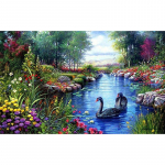 Uus 5D DIY Teemantmaaling Scenery Tree Teemanttikandid Luikede j&auml;rv t&auml;isruudukujuline &uuml;mmargune kivikivi K&auml;sit&ouml;&ouml; Kodukaunistus Kunst kingitus Full Round 15x20CM