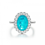 GICA GEMA 100% 925 Sterling Silver s&auml;delev k&otilde;rge s&uuml;sinikusisaldusega teemant 10*14mm s&uuml;nteetilisest Paraiba turmaliinist s&otilde;rmused naistele peened ehted US 5 sinine