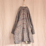 Johnature puuvillane linane vintage printimine lahtine tuulepluus kevadised retrotaskud naistele 3 v&auml;rvi pikk mantel One Size sinine