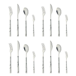 4/16tk Lauan&otilde;ud H&otilde;bedane Roostevabast Terasest Komplekt Nuga Kahvel Lusikas Marmorist Tekstuur Kodu K&ouml;&ouml;k Lauatarbed H&otilde;bedased Lauan&otilde;ud Tableware Komplekt 4Set