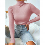 S&uuml;gistalvine naiste kootud soliidne kilpkaelusega kampsun, vabaaja ribidega džemprid, naiste pulloverriided L