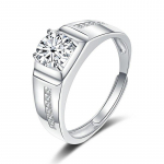 Bague Ringen 18K valgekulla v&auml;rvi &uuml;mmargune 1.0CT Moissanite s&otilde;rmused meestele Pulmatseremoonia s&otilde;rmus Pimestavad meeste aksessuaarid Ehted Resizable valge