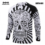 KEMALOCE pikkade varrukatega meeste MTB jersey Quick Dry sport motokrossi kampsun valge pealuu BMX jalgratas S valge/must
