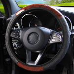 PU nahast roolikatted Puidust mustriga auto roolikate universaalne must