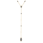 Les Tr&eacute;sors De Lily [R5632] - K&auml;sit&ouml;&ouml;na valmistatud h&otilde;bedast kaelakee 'Meghan' must hall kuld - 45 cm - 12 cm x 5 mm must