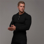 Muscleguysi meeste polos&auml;rk puuvillane hingav Fitness pikkade varrukatega s&uuml;gisj&otilde;usaaliriided M must