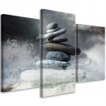 Kolmeosalise pildiga l&otilde;uenditr&uuml;kk Stones Zen Sea Waves 60x40 hall v&auml;rv